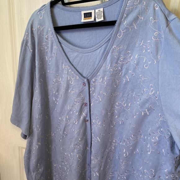 Vintage CST Sport Women Plus5X Blouse Top Shirt Purple Embroidered Mature Church - Picture 4 of 8